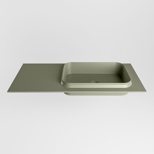 RIDGE Army solid surface inbouw / inleg wastafel 100cm. Positie wasbak rechts.-2