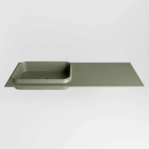 RIDGE Army solid surface inbouw / inleg wastafel 121cm. Positie wasbak links.-2