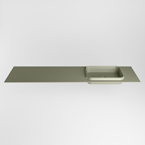 RIDGE Army Einbauwaschbecken aus solid surface (mineralwerkstoff) 190cm. Waschbeckenposition Rechts.-2