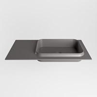 RIDGE Dark Grey Lavabo encastré solid surface 91cm. Position lavabo Droite.-2