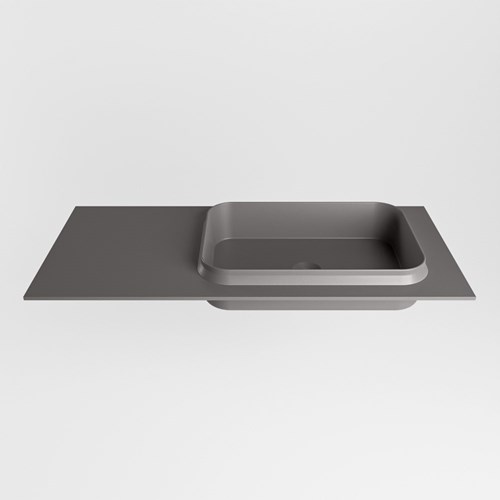 RIDGE Dark Grey solid surface inbouw / inleg wastafel 101cm. Positie wasbak rechts.-2