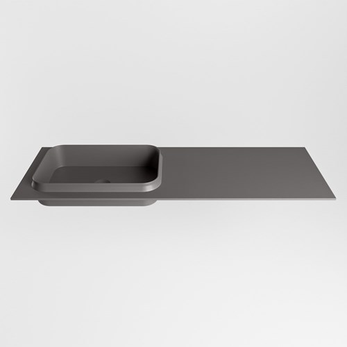 RIDGE Dark Grey Inset / Built-in Basin solid surface 130cm. Position basin Left.-2