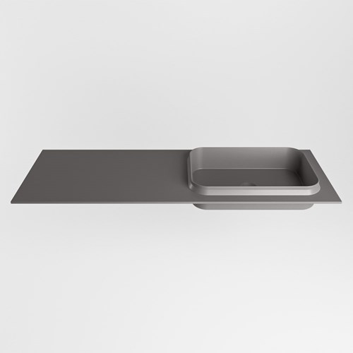 RIDGE Dark Grey Lavabo encastrado de solid surface 131cm. Posición del fregadero Derecho.-2