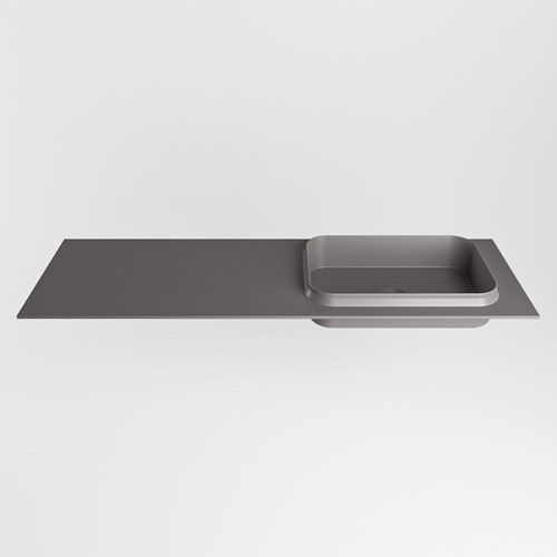 RIDGE Dark Grey solid surface inbouw / inleg wastafel 140cm. Positie wasbak rechts.-2