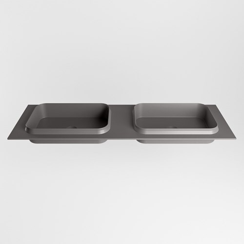 RIDGE Dark Grey solid surface inbouw / inleg wastafel 150cm. Positie wasbak dubbel.-2