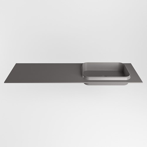 RIDGE Dark Grey solid surface inbouw / inleg wastafel 151cm. Positie wasbak rechts.-2