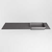 RIDGE Dark Grey solid surface inbouw / inleg wastafel 161cm. Positie wasbak rechts.-2