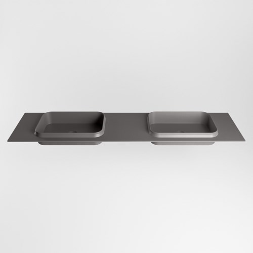 RIDGE Dark Grey Lavabo encastré solid surface 190cm. Position lavabo Double.-2