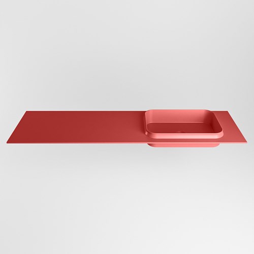 RIDGE Fire solid surface inbouw / inleg wastafel 160cm. Positie wasbak rechts.-2