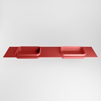 RIDGE Fire solid surface inbouw / inleg wastafel 200cm. Positie wasbak dubbel.-2
