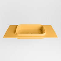 RIDGE Ocher Einbauwaschbecken aus solid surface (mineralwerkstoff) 91cm. Waschbeckenposition Mittig.-2