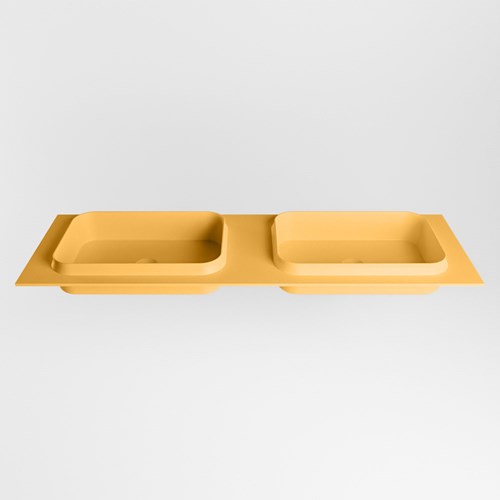 RIDGE Ocher Lavabo encastrado de solid surface 151cm. Posición del fregadero Doble.-2