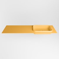 RIDGE Ocher Lavabo encastrado de solid surface 150cm. Posición del fregadero Derecho.-2