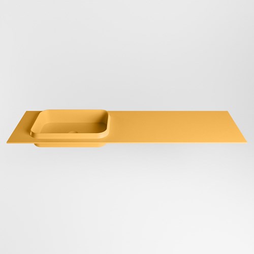 RIDGE Ocher Lavabo encastrado de solid surface 161cm. Posición del fregadero Izquierda.-2