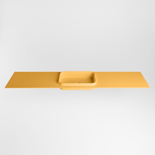 RIDGE Ocher Einbauwaschbecken aus solid surface (mineralwerkstoff) 200cm. Waschbeckenposition Mittig.-2