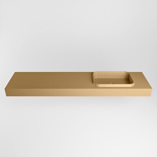 RIDGE Oro Lavabo sospeso à parete solid surface 190cm. Posizione lavabo Destra.-2