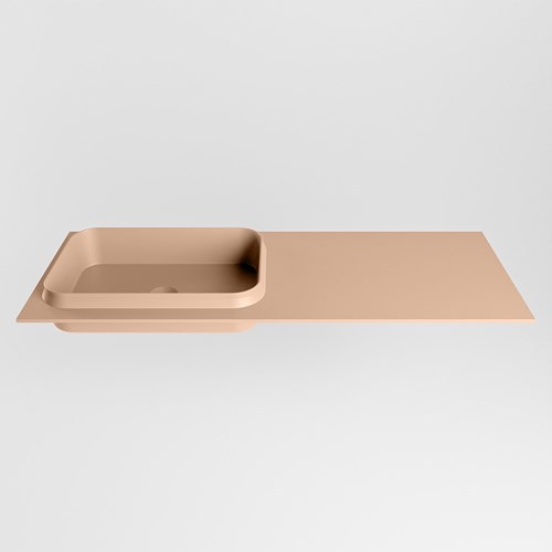 RIDGE Rosee solid surface inbouw / inleg wastafel 120cm. Positie wasbak links.-2