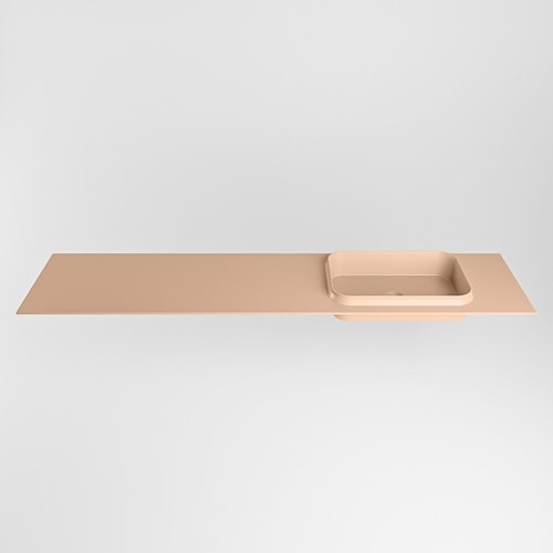 RIDGE Rosee Einbauwaschbecken aus solid surface (mineralwerkstoff) 190cm. Waschbeckenposition Rechts.-2