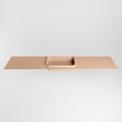RIDGE Rosee solid surface inbouw / inleg wastafel 200cm. Positie wasbak midden.-2