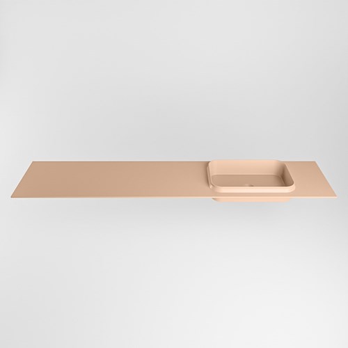 RIDGE Rosee solid surface inbouw / inleg wastafel 200cm. Positie wasbak rechts.-2