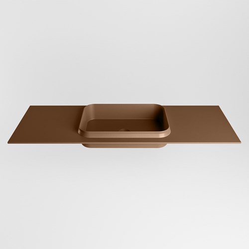 RIDGE Rust Einbauwaschbecken aus solid surface (mineralwerkstoff) 131cm. Waschbeckenposition Mittig.-2