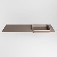 RIDGE Smoke Einbauwaschbecken aus solid surface (mineralwerkstoff) 150cm. Waschbeckenposition Rechts.-2
