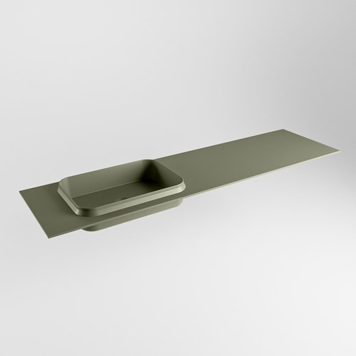 RIDGE Army solid surface inbouw / inleg wastafel 170cm. Positie wasbak links.