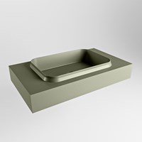 RIDGE Army vrijhangende solid surface wastafel 81cm. Positie wasbak midden.