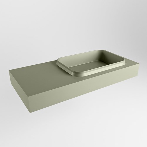 RIDGE Army vrijhangende solid surface wastafel 101cm. Positie wasbak rechts.