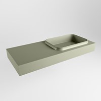 RIDGE Army freihängend Waschtisch aus solid surface (mineralwerkstoff) 111cm. Waschbeckenposition Rechts rand 12cm hoch.