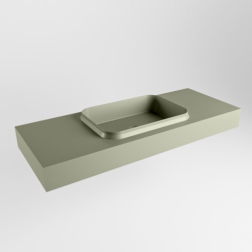 RIDGE Army Lavabo suspendido de solid surface 121cm. Posición del fregadero Centro borde de 12cm de alto.
