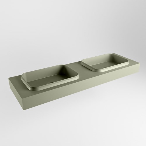 RIDGE Army vrijhangende solid surface wastafel 161cm. Positie wasbak dubbel.