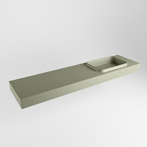 RIDGE Army vrijhangende solid surface wastafel 181cm. Positie wasbak rechts.