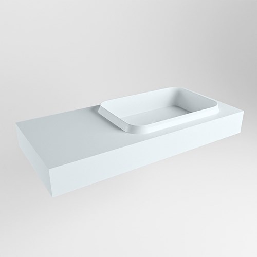 RIDGE Clay vrijhangende solid surface wastafel 101cm. Positie wasbak rechts.