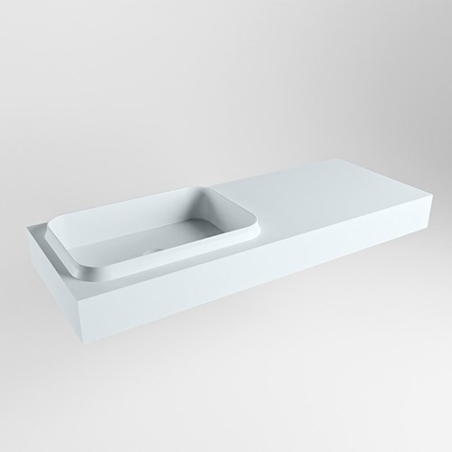 RIDGE Clay vrijhangende solid surface wastafel 120cm. Positie wasbak links.