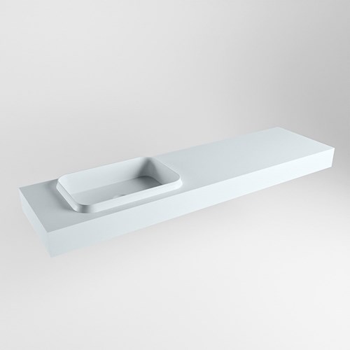 RIDGE Clay freihängend Waschtisch aus solid surface (mineralwerkstoff) 170cm. Waschbeckenposition Links rand 12cm hoch.