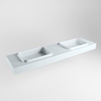 RIDGE Clay freihängend Waschtisch aus solid surface (mineralwerkstoff) 191cm. Waschbeckenposition Doppelt rand 12cm hoch.