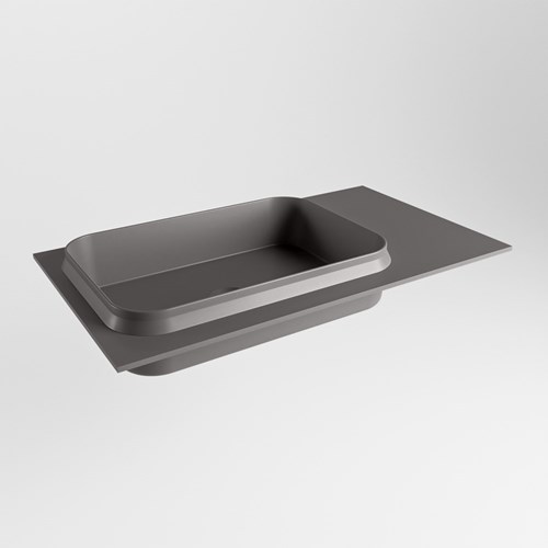RIDGE Dark Grey Einbauwaschbecken aus solid surface (mineralwerkstoff) 80cm. Waschbeckenposition Links.