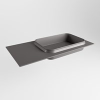 RIDGE Dark Grey solid surface inbouw / inleg wastafel 90cm. Positie wasbak rechts.