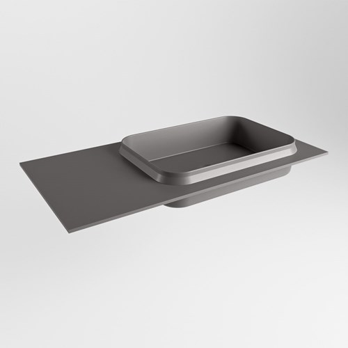 RIDGE Dark Grey solid surface inbouw / inleg wastafel 90cm. Positie wasbak rechts.