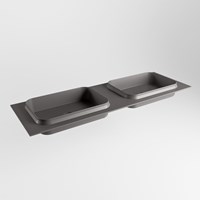 RIDGE Dark Grey Inset / Built-in Basin solid surface 150cm. Position basin Double.