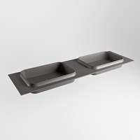 RIDGE Dark Grey solid surface inbouw / inleg wastafel 161cm. Positie wasbak dubbel.