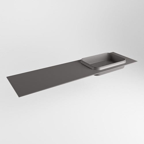 RIDGE Dark Grey solid surface inbouw / inleg wastafel 161cm. Positie wasbak rechts.