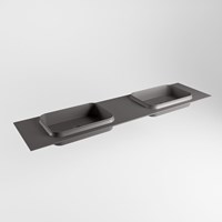 RIDGE Dark Grey solid surface inbouw / inleg wastafel 191cm. Positie wasbak dubbel.