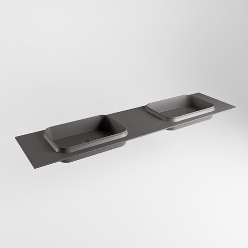 RIDGE Dark Grey Inset / Built-in Basin solid surface 191cm. Position basin Double.
