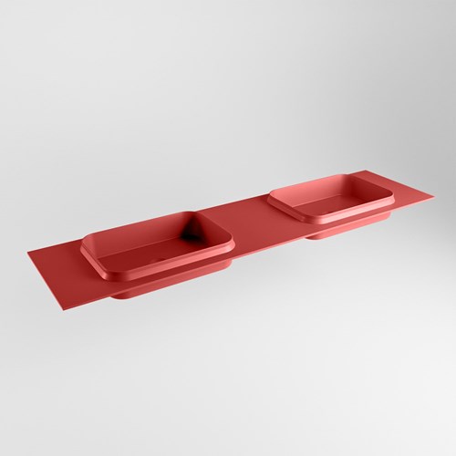 RIDGE Fire Lavabo encastré solid surface 191cm. Position lavabo Double.
