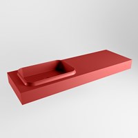 RIDGE Fire freihängend Waschtisch aus solid surface (mineralwerkstoff) 140cm. Waschbeckenposition Links rand 12cm hoch.