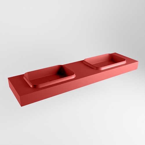 RIDGE Fire Lavabo sospeso à parete solid surface 181cm. Posizione lavabo Doppio.