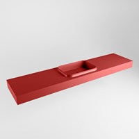 RIDGE Fire vrijhangende solid surface wastafel 200cm. Positie wasbak midden.
