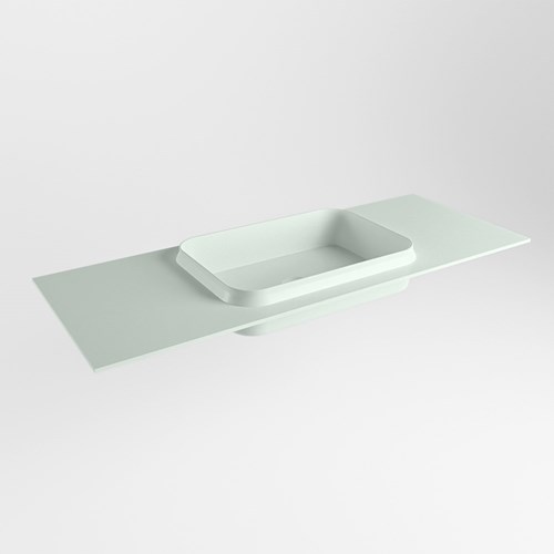 RIDGE Greey solid surface inbouw / inleg wastafel 121cm. Positie wasbak midden.